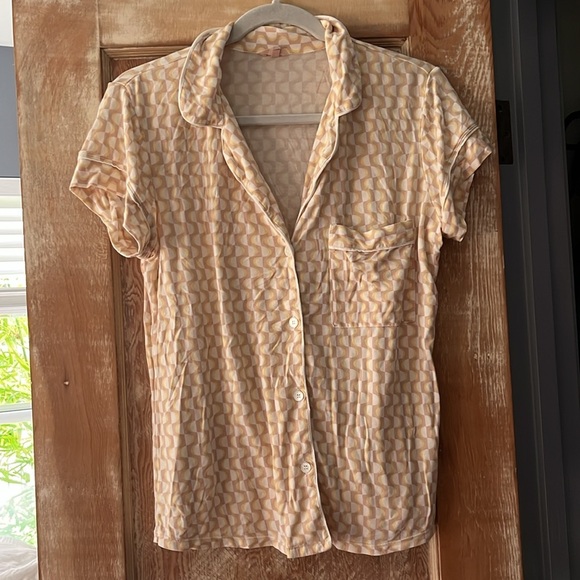 Eberjey Gisele Printed Tencel Short PJs Set in Retro Geo Oat - S - Picture 5 of 11